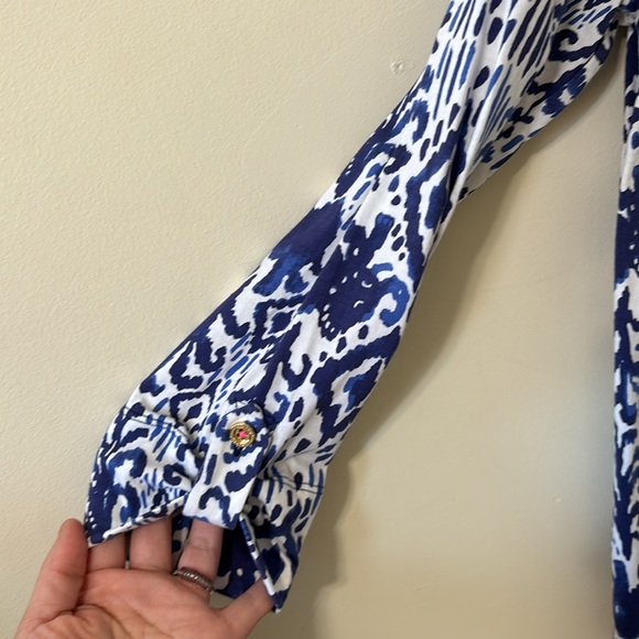 Lilly Pulitzer Ocean Ridge Dress Bright Navy Tons of Fun Engineered Size Large - Picture 5 of 9